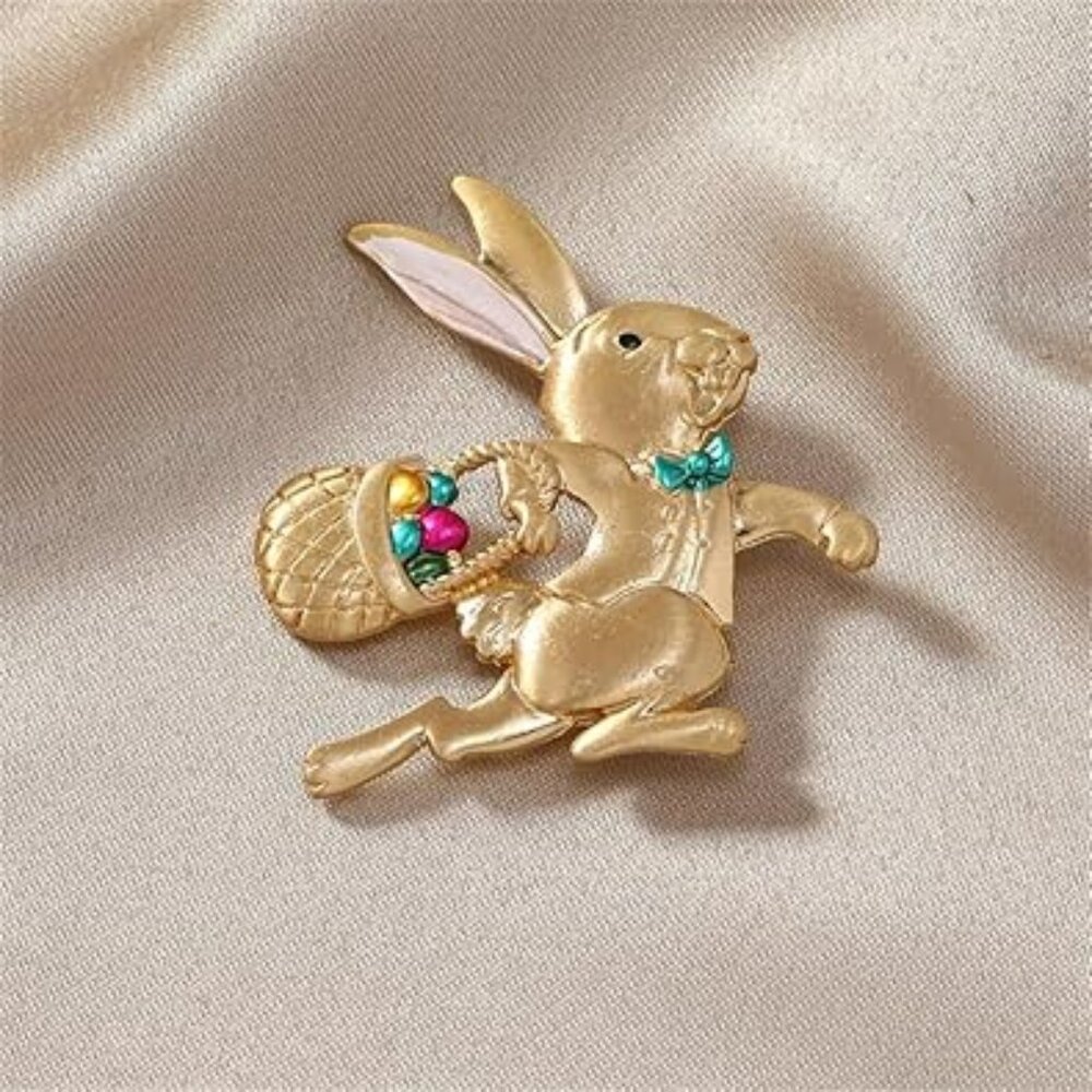 Easter Basket Rabbit‎ Pin Brooch Colorful Eggs